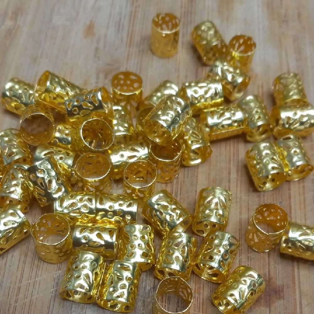 Gold Dreadlock Hair Beads 2pack